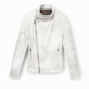 🇪🇸Desigual 46 off-white vegan edgy spring leather Biker jacket